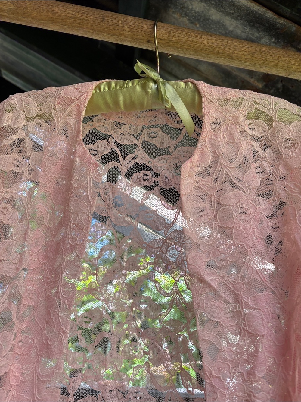 VINTAGE Lace Sheer Robe - Pink - Picture 4 of 4
